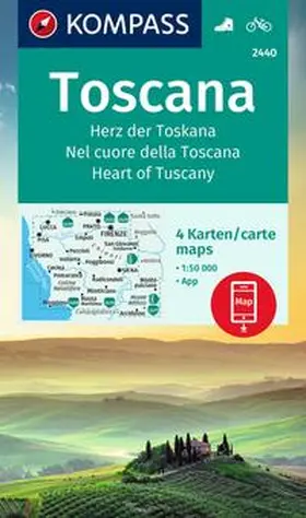  KOMPASS Wanderkarten-Set 2440 Toscana, Herz der Toskana, Nel cuore della Toscana, Heart of Tuscany (4 Karten) 1:50.000 | Sonstiges |  Sack Fachmedien