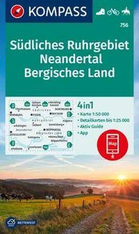  KOMPASS Wanderkarte 756 Südliches Ruhrgebiet, Neandertal, Bergisches Land 1:50.000 | Sonstiges |  Sack Fachmedien