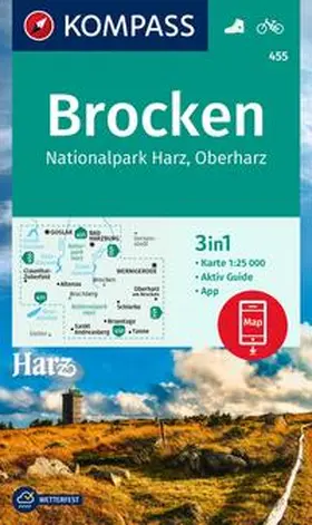  KOMPASS Wanderkarte 455 Brocken, Nationalpark Harz, Oberharz 1:25.000 | Sonstiges |  Sack Fachmedien