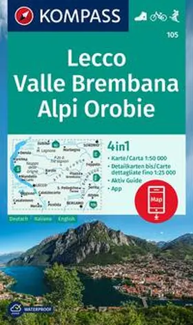  KOMPASS Wanderkarte 105 Lecco, Valle Brembana, Alpi Orobie 1:50.000 | Sonstiges |  Sack Fachmedien