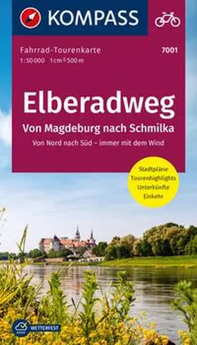  KOMPASS Fahrrad-Tourenkarte Elberadweg - von Magdeburg nach Schmilka 1:50.000 | Loseblattwerk |  Sack Fachmedien