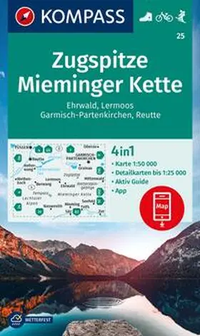  KOMPASS Wanderkarte 25 Zugspitze, Mieminger Kette, Ehrwald, Lermoos, Garmisch-Partenkirchen, Reutte 1:50.000 | Sonstiges |  Sack Fachmedien