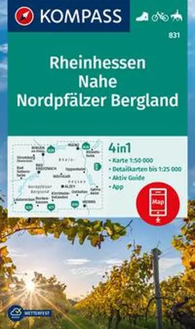  KOMPASS Wanderkarte 831 Rheinhessen, Nahe, Nordpfälzer Bergland 1:50.000 | Sonstiges |  Sack Fachmedien