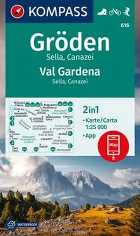  KOMPASS Wanderkarte 616 Gröden / Val Gardena, Sella, Canazei 1:25.000 | Sonstiges |  Sack Fachmedien