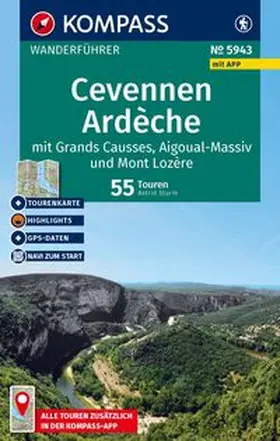 Sturm |  KOMPASS Wanderführer Cevennen, Ardèche mit Grands Causses, Aigoual-Massiv und Mont Lozère, 55 Touren mit Extra-Tourenkarte | Buch |  Sack Fachmedien