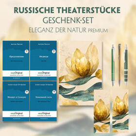 EasyOriginal Verlag / Tschechow / Puschkin |  Russische Theaterstücke Geschenkset - 4 Bücher (mit Audio-Online) + Eleganz der Natur Schreibset Premium | Buch |  Sack Fachmedien