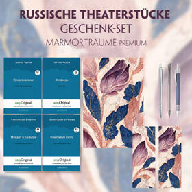 EasyOriginal Verlag / Tschechow / Puschkin |  Russische Theaterstücke Geschenkset - 4 Bücher (mit Audio-Online) + Marmorträume Schreibset Premium | Buch |  Sack Fachmedien