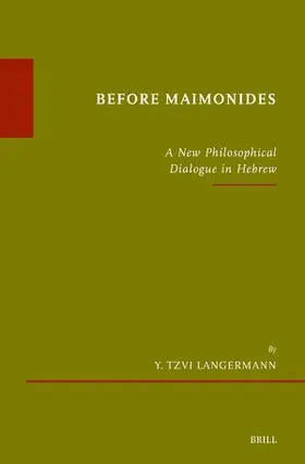 Langermann |  Before Maimonides | Buch |  Sack Fachmedien