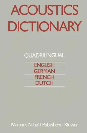 Reichardt |  Acoustics Dictionary | Buch |  Sack Fachmedien