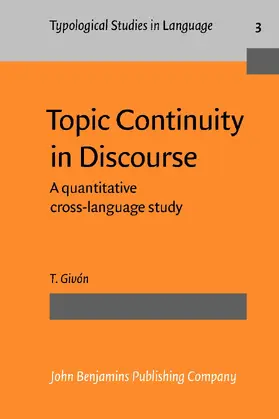 Givón |  Topic Continuity in Discourse | Buch |  Sack Fachmedien