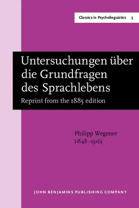 Wegener / Koerner |  Untersuchungen über die Grundfragen des Sprachlebens | eBook | Sack Fachmedien