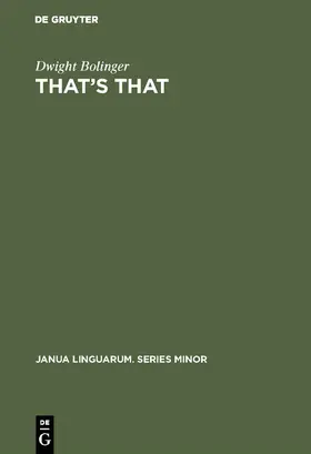 Bolinger |  That's That | Buch |  Sack Fachmedien
