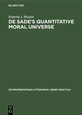Hackel |  De Sade's quantitative moral universe | Buch |  Sack Fachmedien
