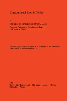 Spyropoulos | Constitutional Law in Hellas | Buch | 978-90-411-0074-0 | sack.de