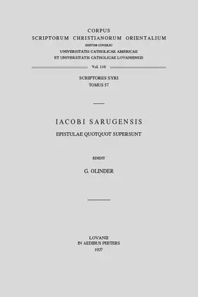 Olinder |  Iacobi Sarugensis Epistulae Quotquot Supersunt: (syr. II, 45), T. | Buch |  Sack Fachmedien