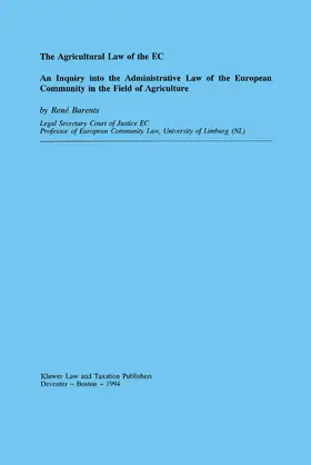 Barents |  Agricultural Law of the EC | Buch |  Sack Fachmedien