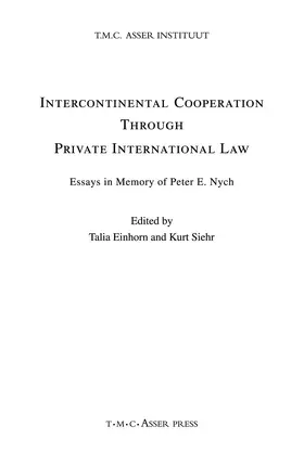 Einhorn / Siehr |  Intercontinental Cooperation Through Private International Law | Buch |  Sack Fachmedien