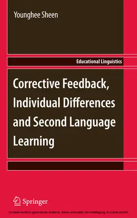 Sheen |  Corrective Feedback, Individual Differences and Second Language Learning | eBook | Sack Fachmedien
