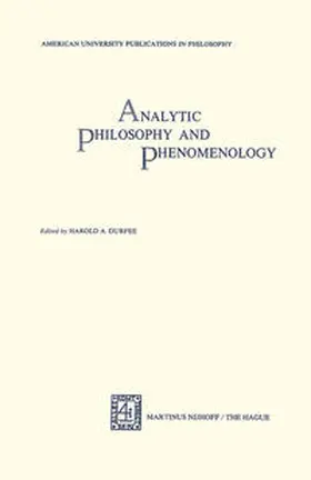 Durfee |  Analytic Philosophy and Phenomenology | eBook | Sack Fachmedien