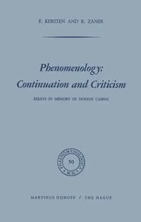 Kersten / Zaner |  Phenomenology: Continuation and Criticism | eBook | Sack Fachmedien