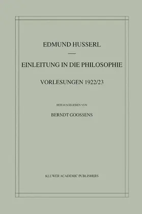 Goossens / Husserl |  Einleitung in die Philosophie | Buch |  Sack Fachmedien