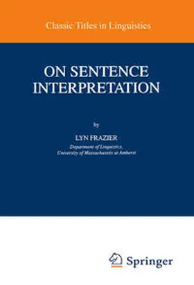 Frazier |  On Sentence Interpretation | eBook | Sack Fachmedien