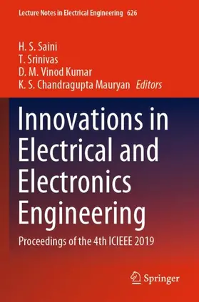 Saini / Chandragupta  Mauryan / Srinivas |  Innovations in Electrical and Electronics Engineering | Buch |  Sack Fachmedien