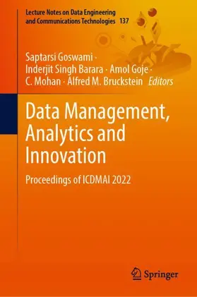 Goswami / Barara / Bruckstein |  Data Management, Analytics and Innovation | Buch |  Sack Fachmedien