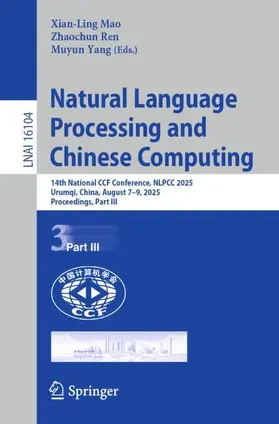 Mao / Ren / Yang |  Natural Language Processing and Chinese Computing | Buch |  Sack Fachmedien