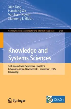 Tang / Xia / Huynh |  Knowledge and Systems Sciences | Buch |  Sack Fachmedien