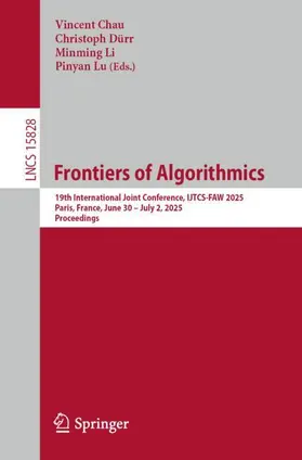 Chau / Lu / Dürr |  Frontiers of Algorithmics | Buch |  Sack Fachmedien