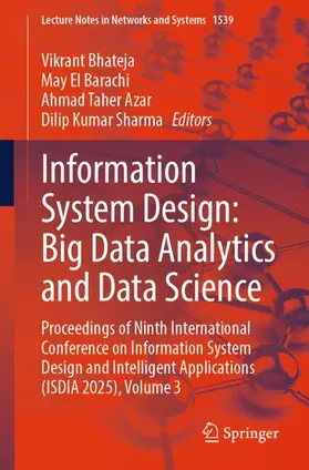 Bhateja / El Barachi / Azar |  Information System Design: Big Data Analytics and Data Science | Buch |  Sack Fachmedien