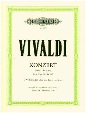 Vivaldi / Klengel |  Konzert für 2 Violinen, Streicher und Basso continuo d-moll op. 3 Nr. 11 RV 565 | Buch |  Sack Fachmedien